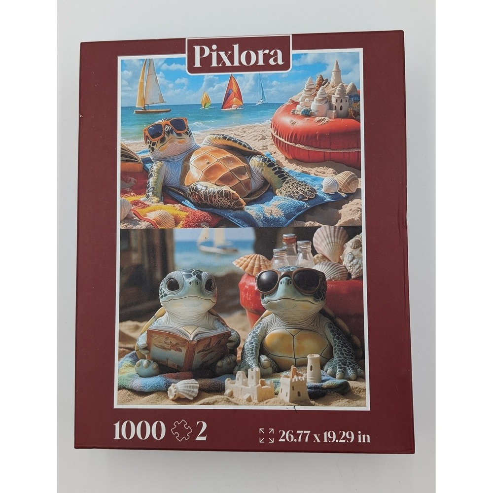 Pixlora Sea Turtle Beach Jigsaw Puzzles 2 Pack 1000 Pieces Each Adults